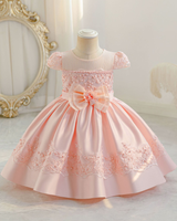 🎀 Lace Panel Princess Dress – Bow-Tied & Beautifully Layered ✨