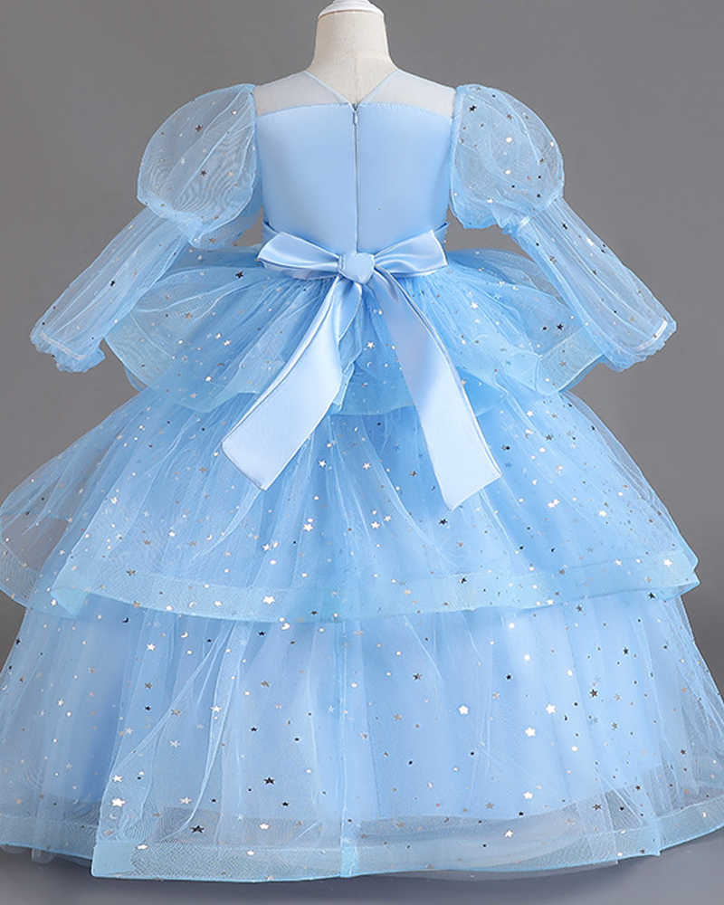 🌟 Starry Tulle Long Sleeve Cake Dress – Layers of Twinkle & Tulle Magic ✨