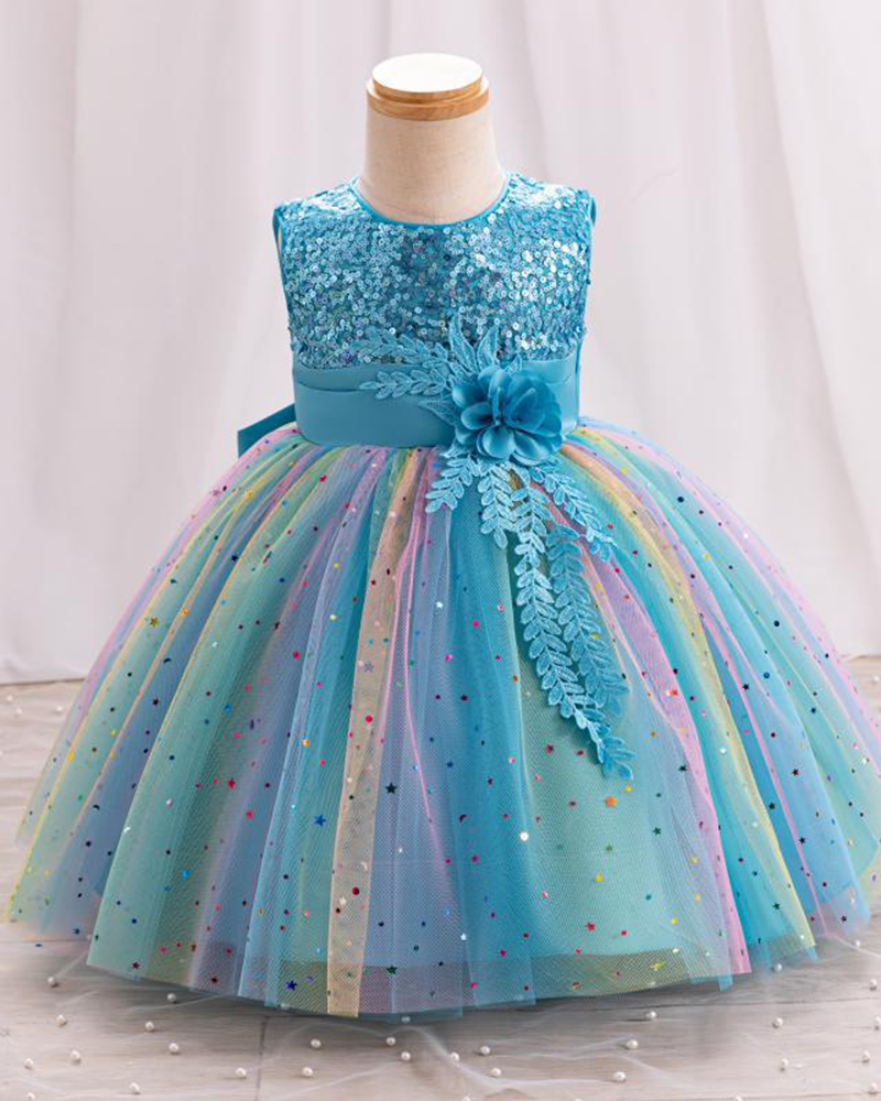 🌈Dreamy Puff: Colorful Tulle Ball Gown for Little Princesses✨