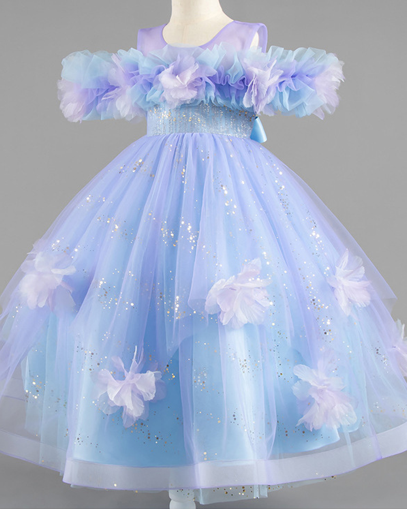 🌺Sweetheart Blossom: Off-Shoulder-Blumenkleid für kleine Prinzessinnen👑