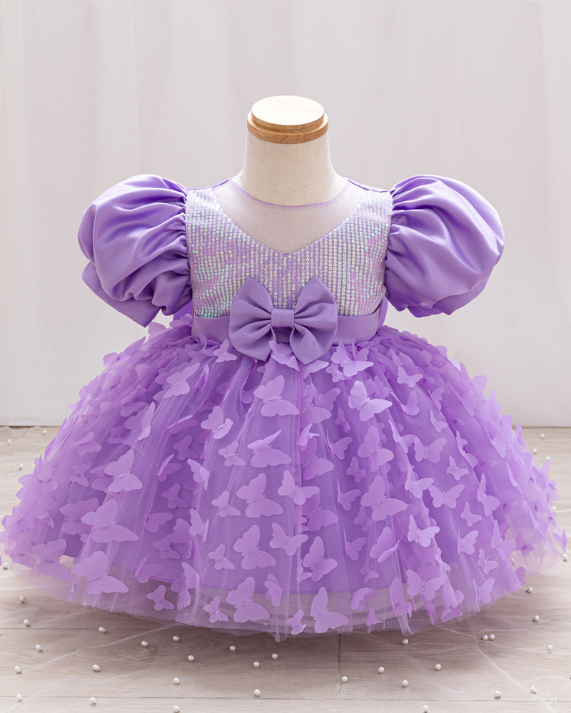 🦋Butterfly Whispers : 3D Flutter Sleeve Tulle Dress for Little Dreamers ✨
