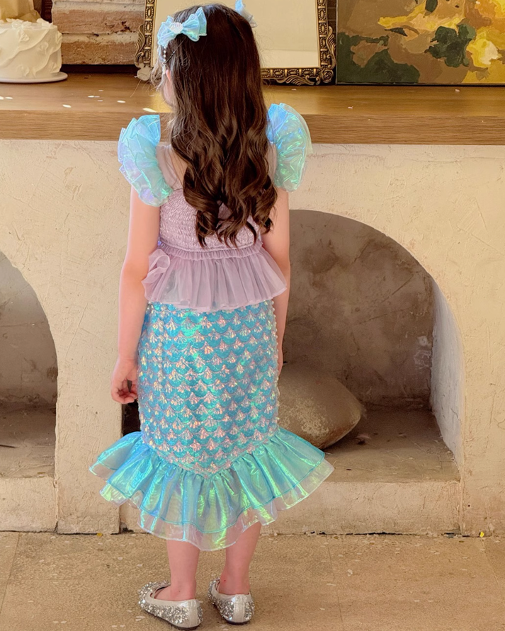 🧜‍♀️Ocean's Majesty" Mermaid Princess Dress – A Fantasy Woven in Light🧜‍♀️