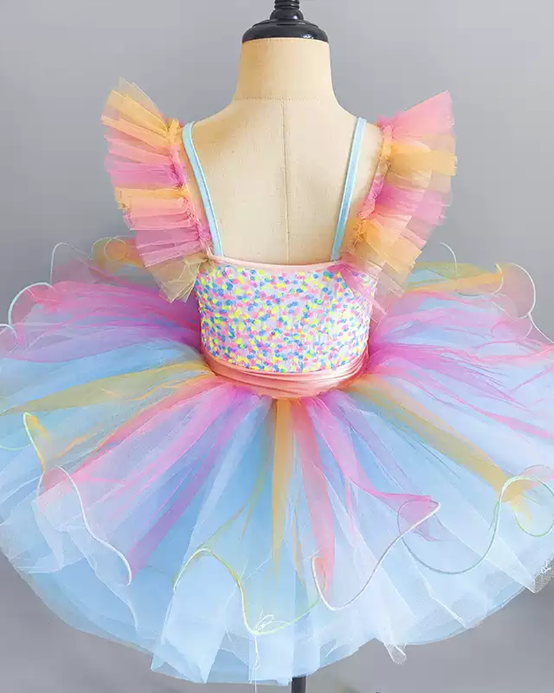 🩰Rainbow Pirouette: Color-Burst Tutu with Ombre Tulle Layers✨