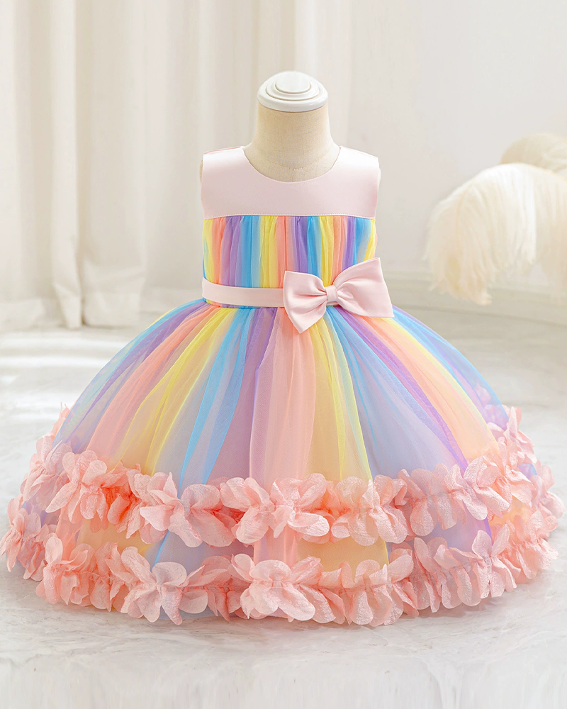 🎀Sugar Rush: Candy-Striped Net Ballgown with Pettiskirt Layers🍭