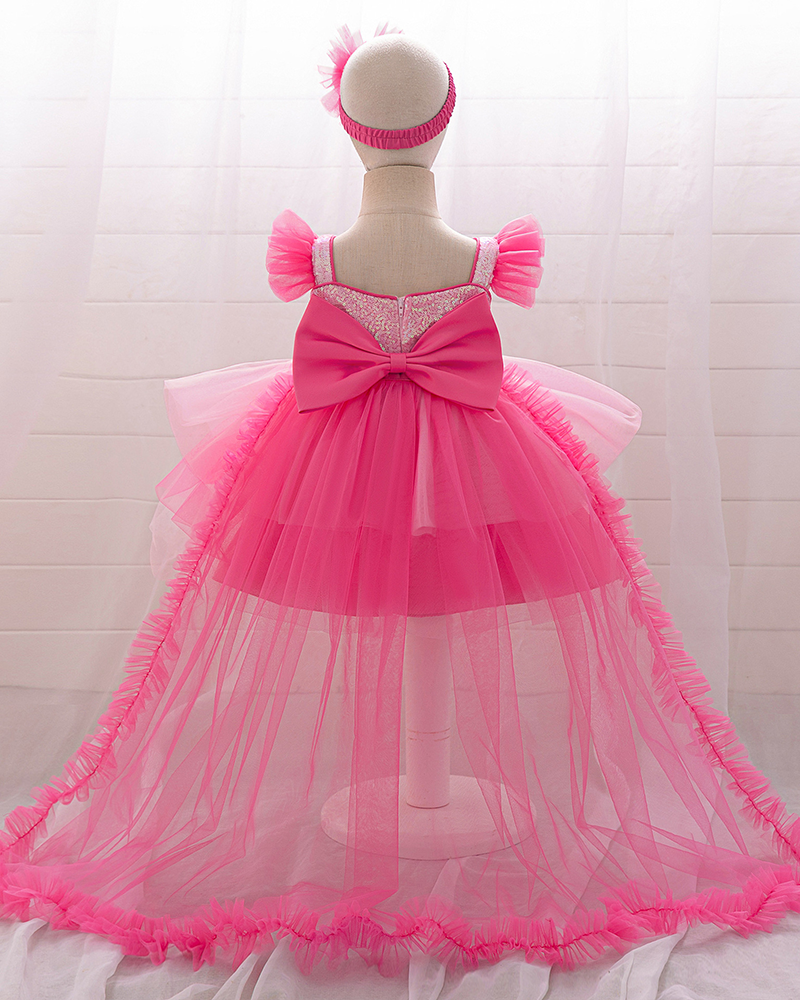 ✨Celestial Cascade: Ombre Tulle Train Dress with Crystal Sequin Gradient🌙