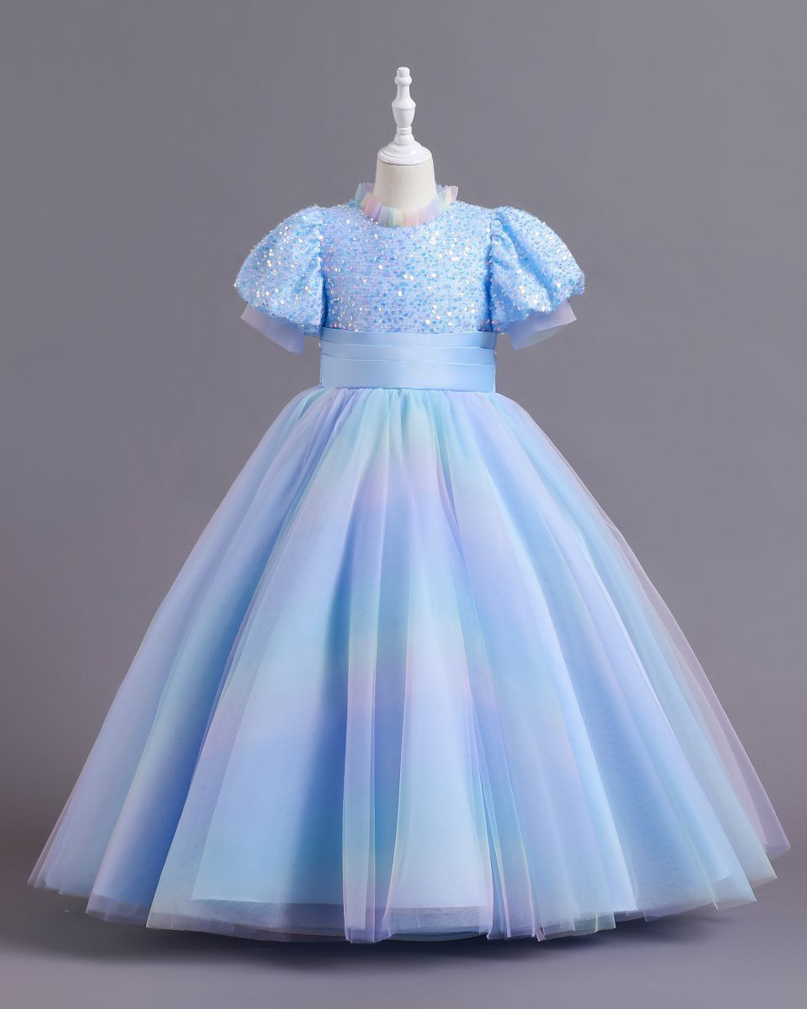 🌟Sequin & Rainbow Tulle Dress – Sash Waist Elegance 🌟