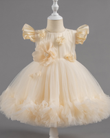 🌺Electric Garden: Striking Color-Block Tulle Dress with Oversized Floral Accents👑