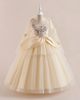 ✨Tulle Cape Gown – Satin Insets & Floral ✨