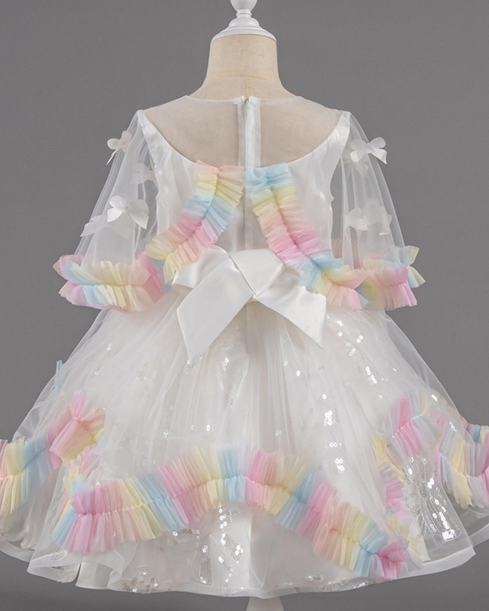 🌈Butterfly Kisses Tulle Dress with Detachable Cape – Rainbow Elegance ✨