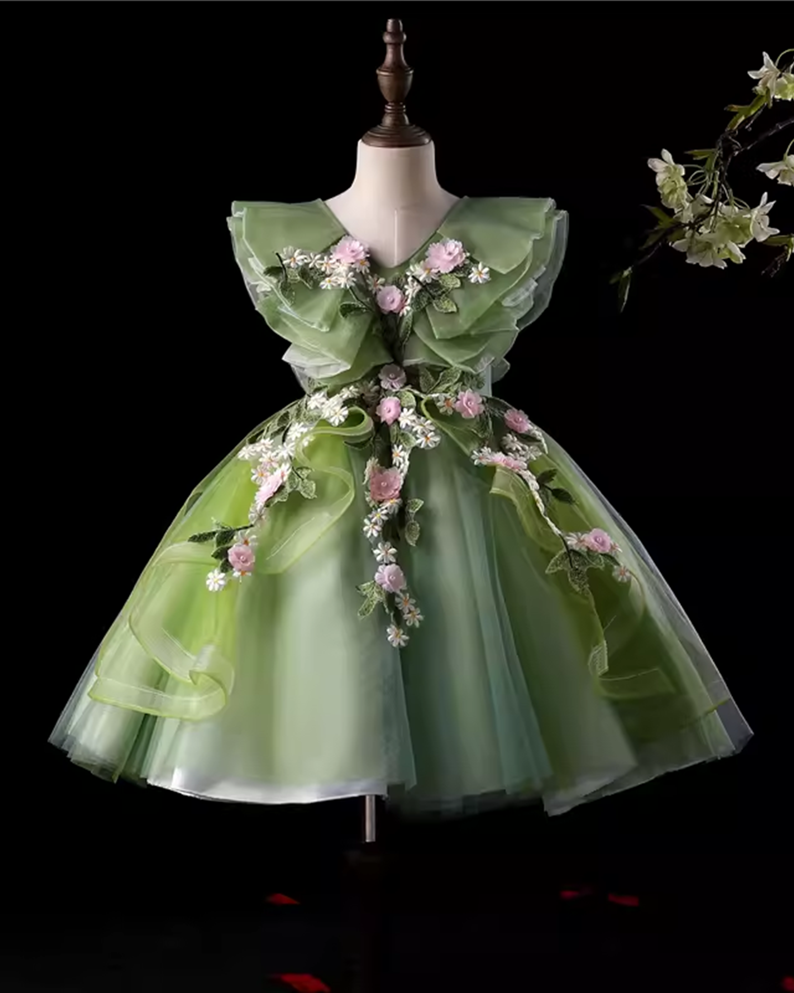 🔥BESTSELLER🔥 Floral Fairy Princess Dress – Whimsical Blooms & Ethereal Tulle ✨