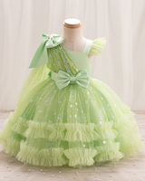 💖Hearts & Bows: Sparkly Sequin Puff Dress for Little Sweethearts 🎀