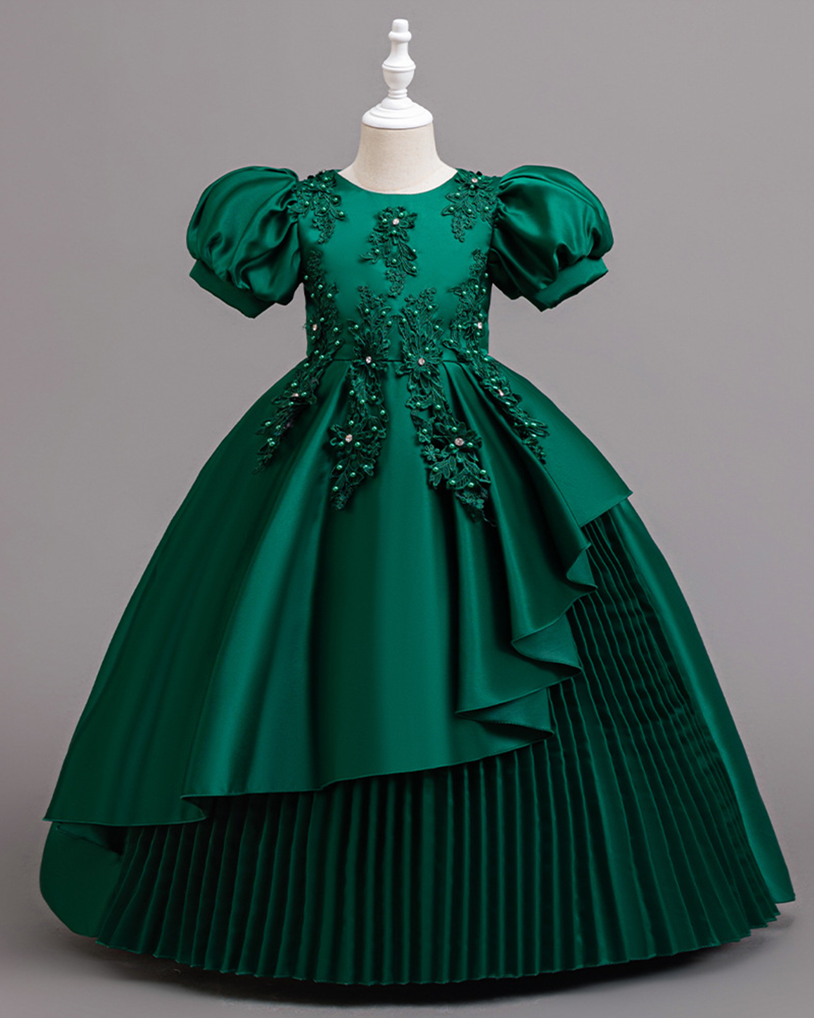 🌹Satin Embroidered Dress – Tiered Ruffle Elegance 🌹