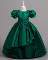 🌹Satin Embroidered Dress – Tiered Ruffle Elegance 🌹