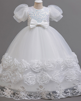 ✨Sparkle Garden Dress – Sequin Blooms & Bow 🌸