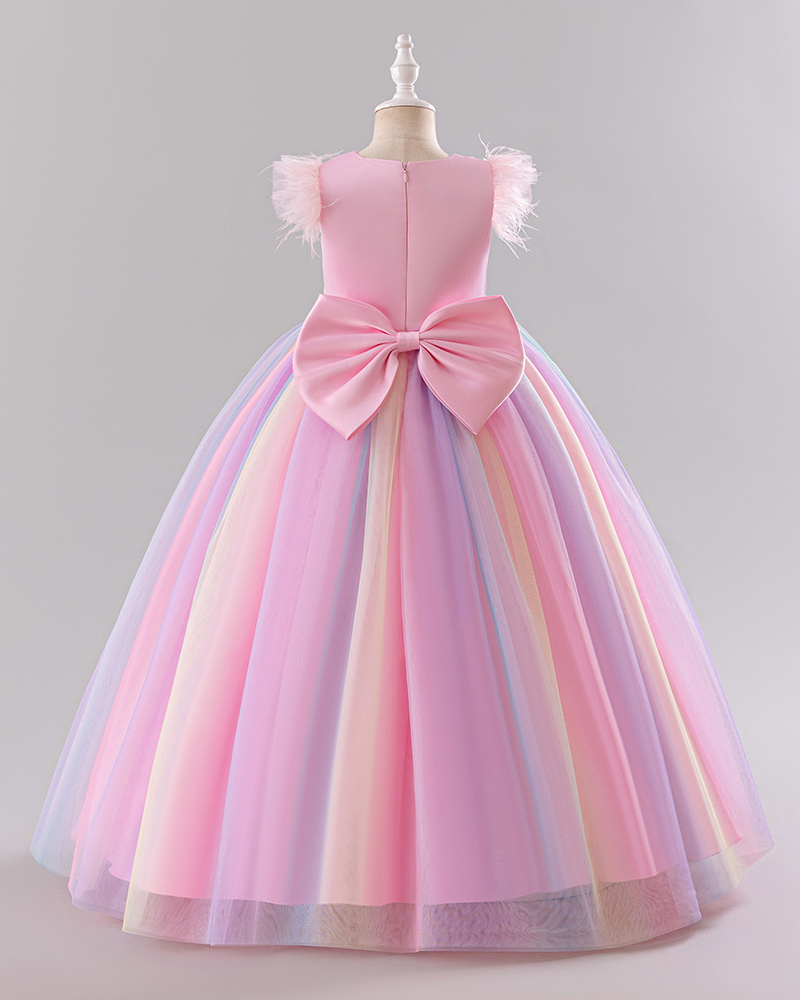 🦋Feathery Flutter : Whimsical Ombre Dress with 3D Bow for Little Queens ✨