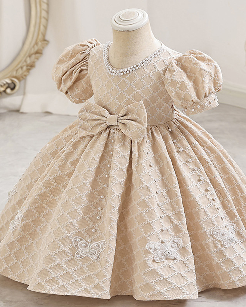 💎Diamond Whisper: Quilted-Texture Gown with Pearl-Encrusted Butterflies ✨