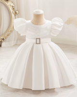 🌹Satin Dress – Tiered Neckline & Puff Sleeves 🌹