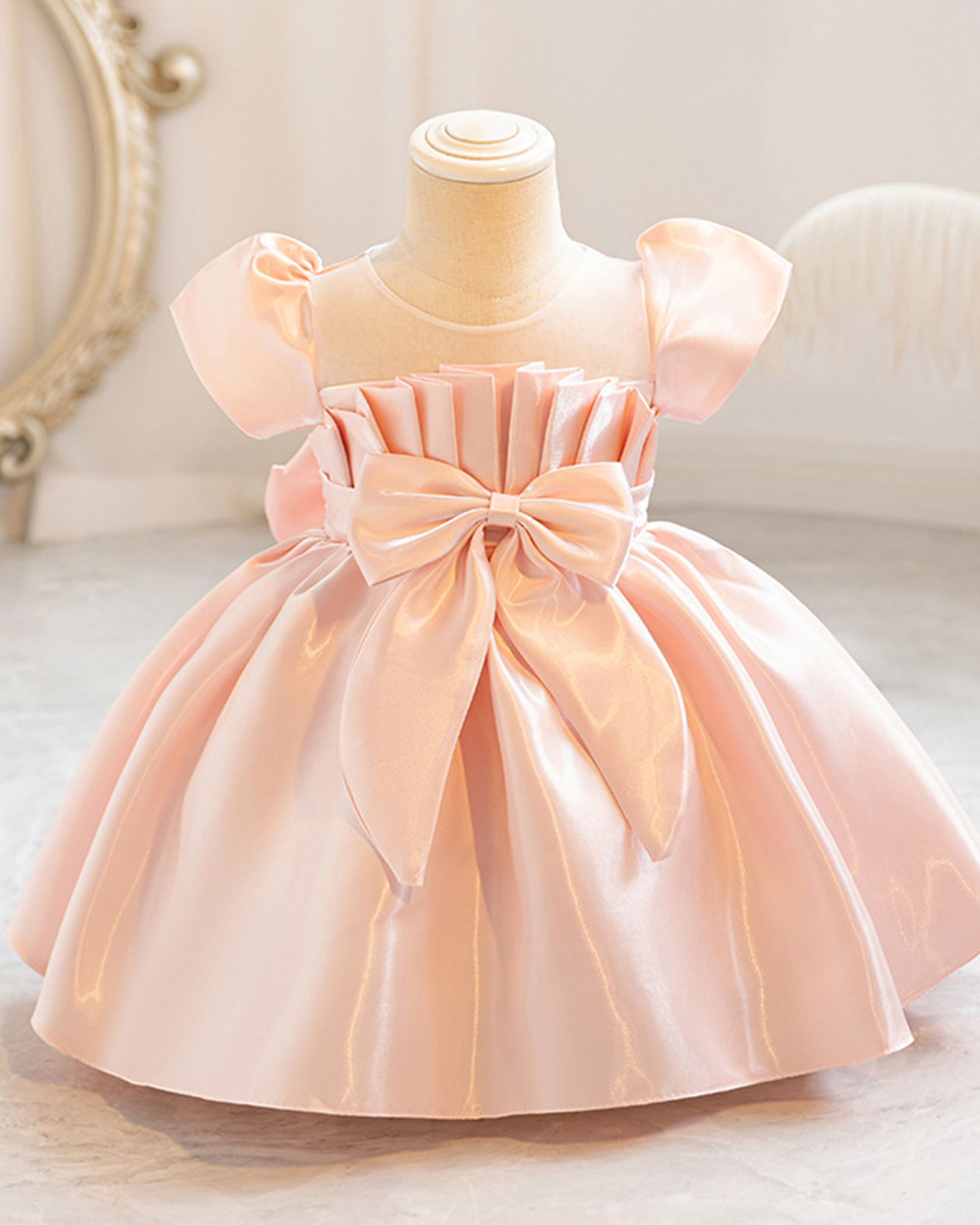 🌹Satin Pleated Dress – Bow Belt Elegance 🌹
