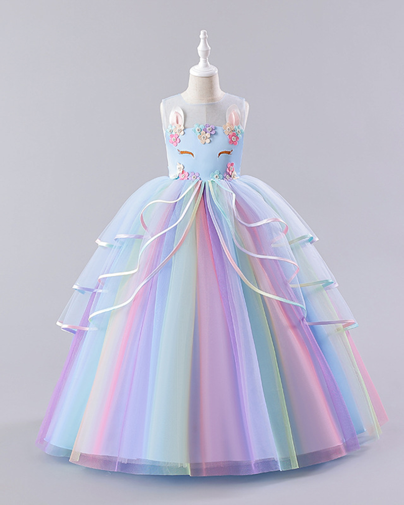 🐰Bunny Bliss : Colorful Gradient Tulle Dress for Little Princesses ✨