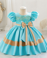 🌸Contrast Bow Princess Dress – Floral Cutout Details 🌸