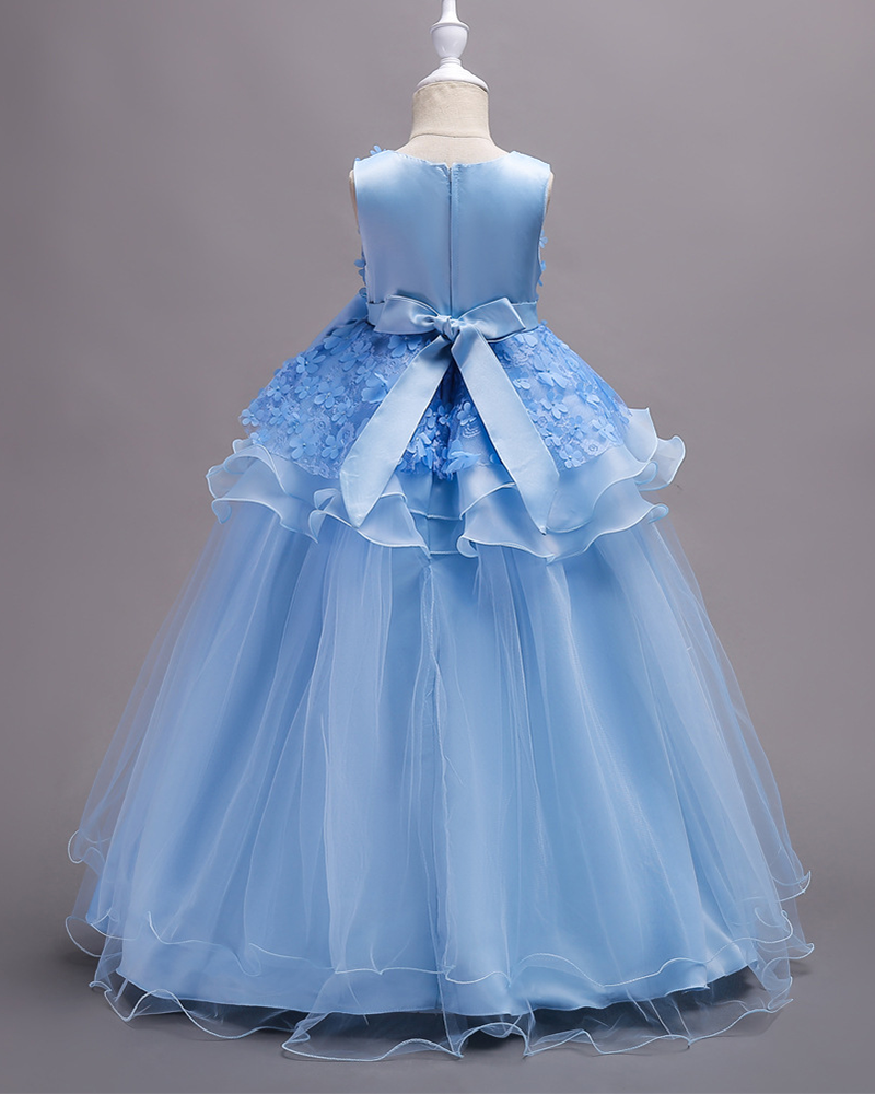 🌸Blossom Cascade: 3D Floral Tiered Tulle Gown for Ethereal Elegance✨
