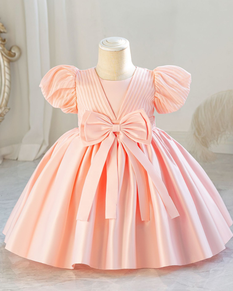 🌷Striped Mesh & Satin Dress – Pearl Sleeve Elegance 🌷