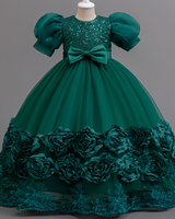 ✨Sparkle Garden Dress – Sequin Blooms & Bow 🌸