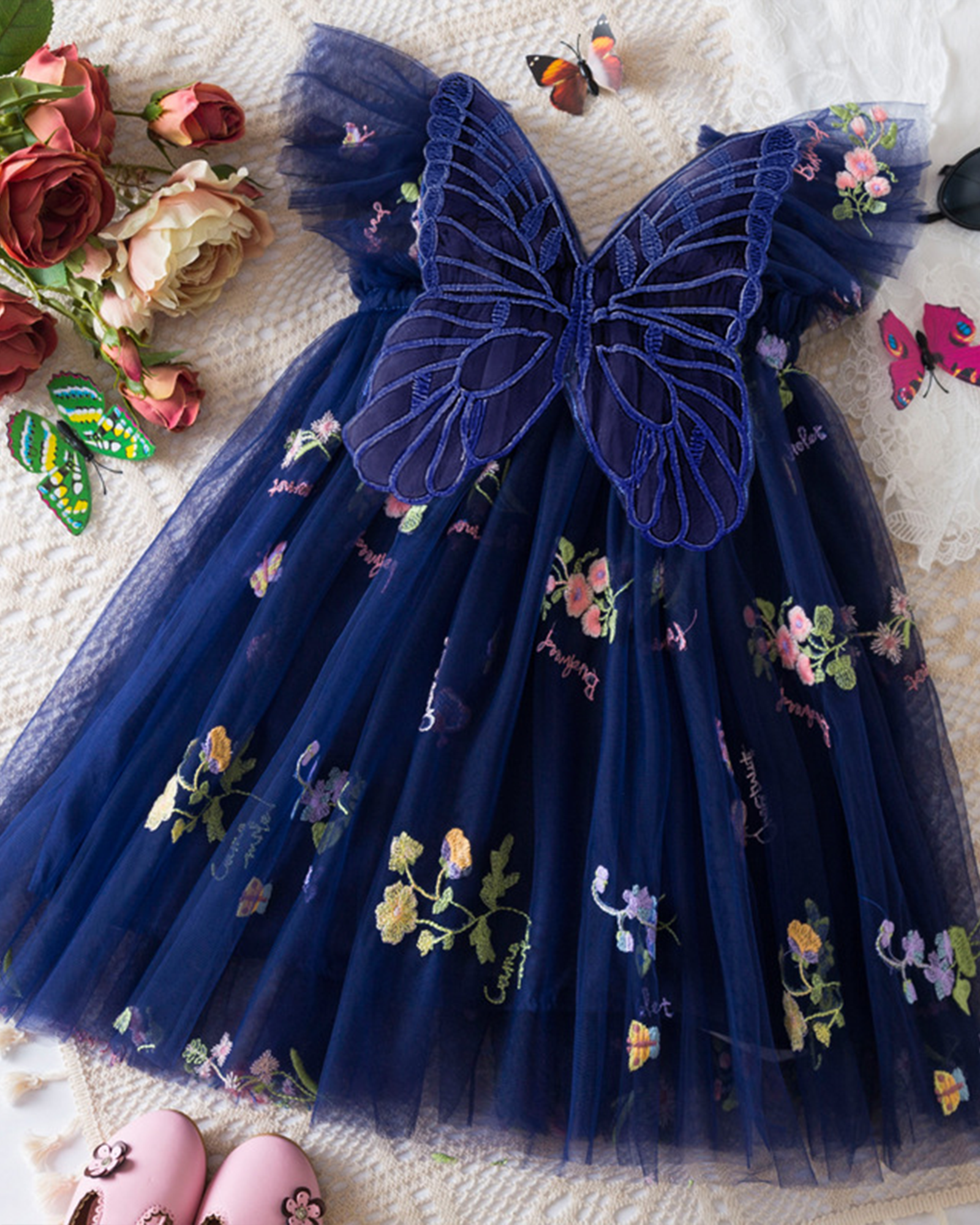 🌷Floral Butterfly Tulle Dress – Everyday Magic & Birthday Elegance ✨