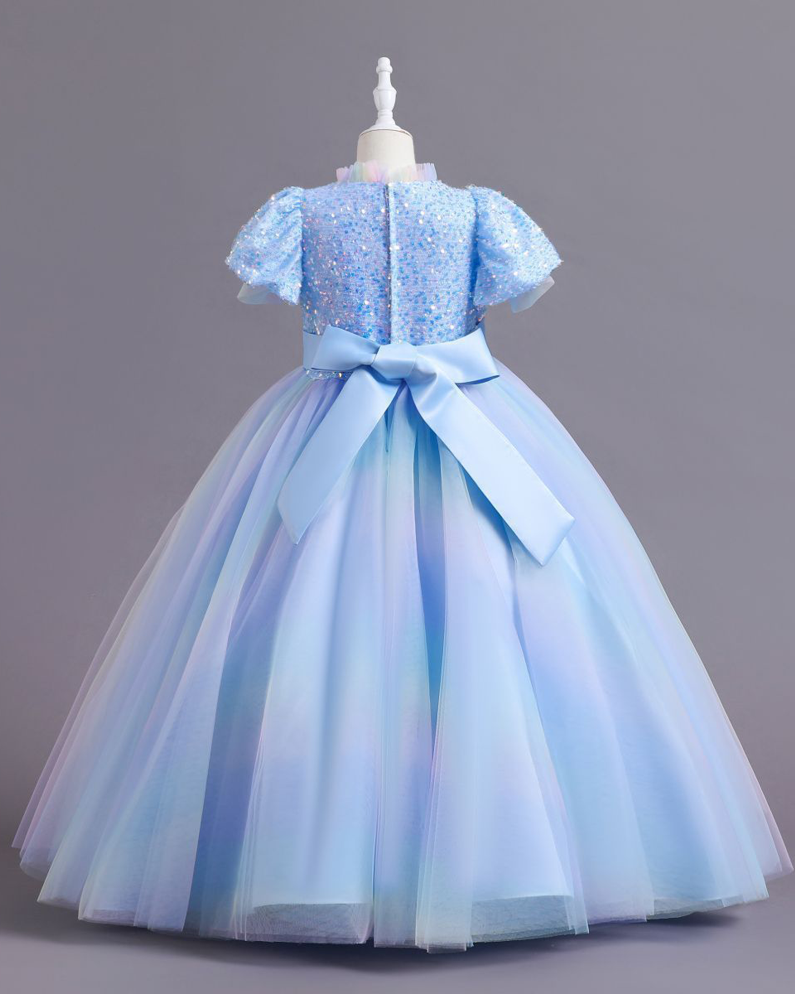 🌟Sequin & Rainbow Tulle Dress – Sash Waist Elegance 🌟