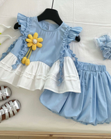 🌸 Color-Block Crop Set – Flutter Sleeve Magic 🌸