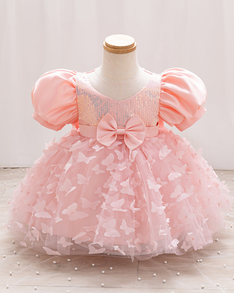 🦋Butterfly Whispers : 3D Flutter Sleeve Tulle Dress for Little Dreamers ✨