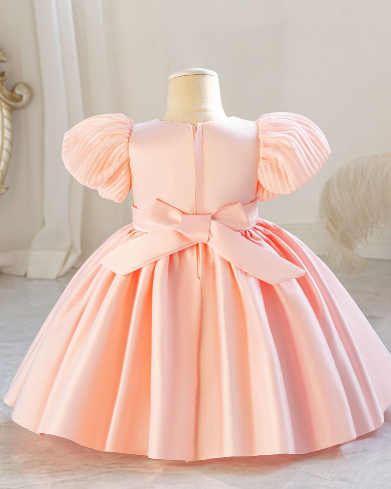 🌷Striped Mesh & Satin Dress – Pearl Sleeve Elegance 🌷
