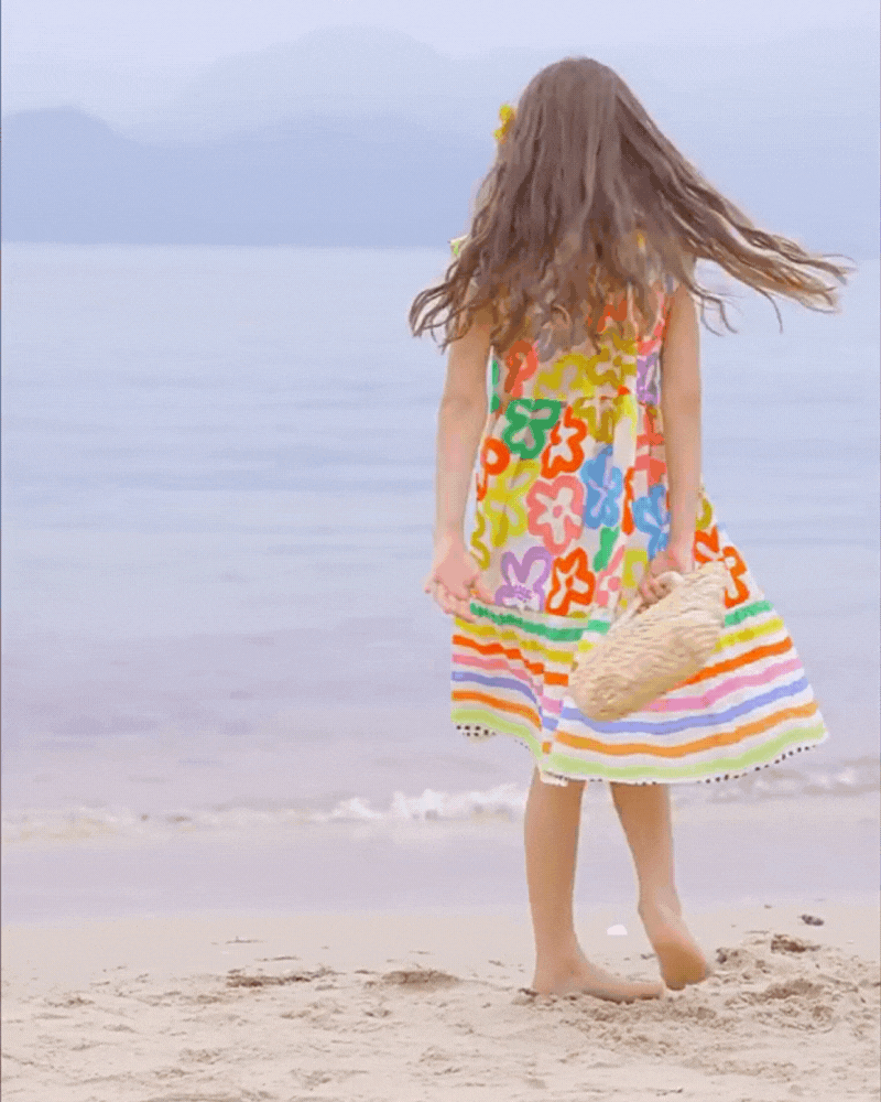 🌸 French Bloom Stripe Dress – Petals, Play & Plenty of Twirls 🌈