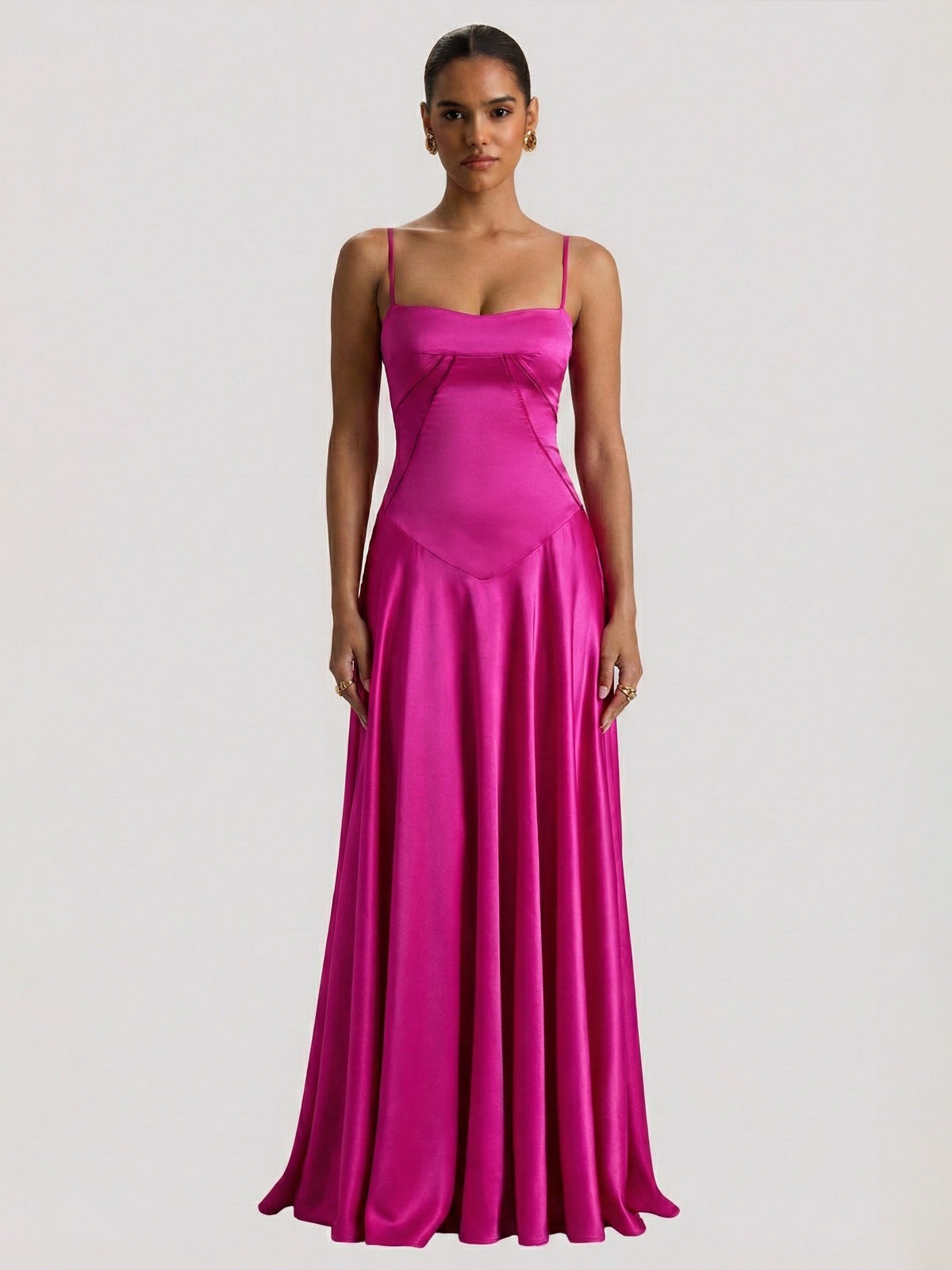 Sweetheart Satin Corset-Back Maxi Dress