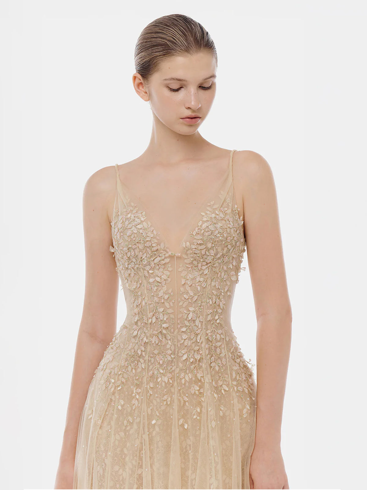 Apricot Socialite Lace-Contour Mini Dress