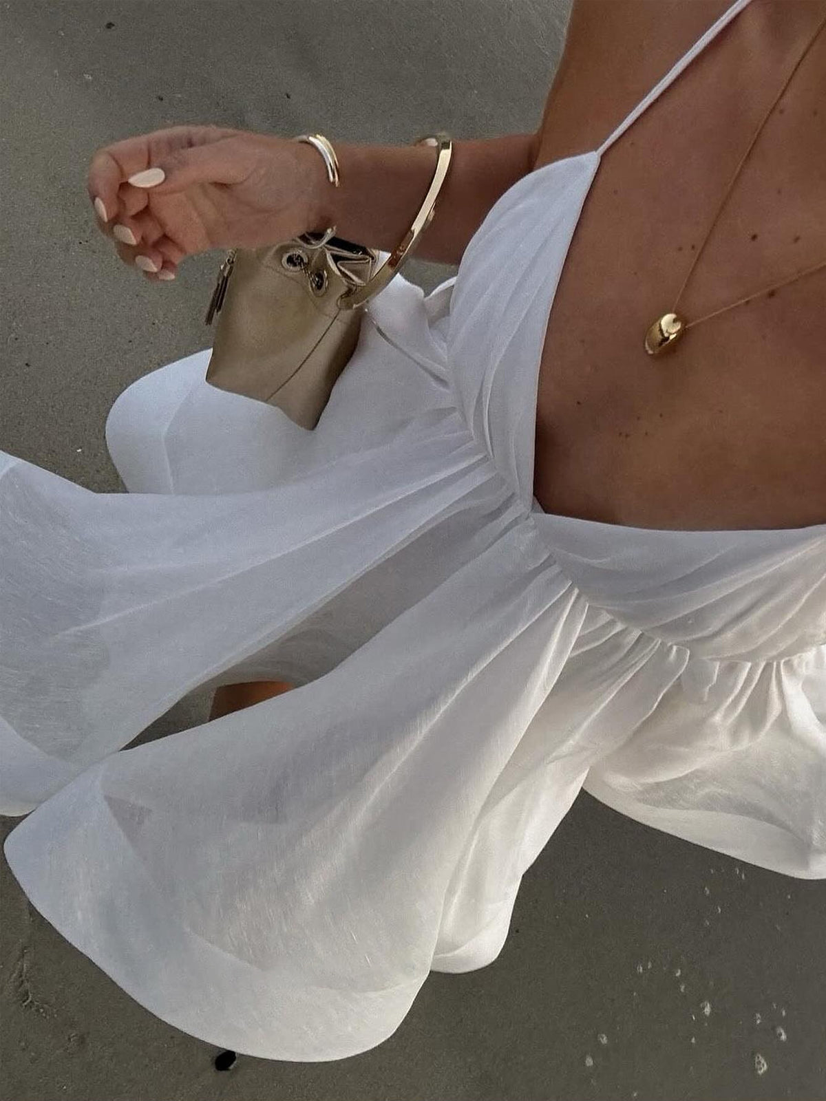 Moonlight Swan Backless Mini Dress
