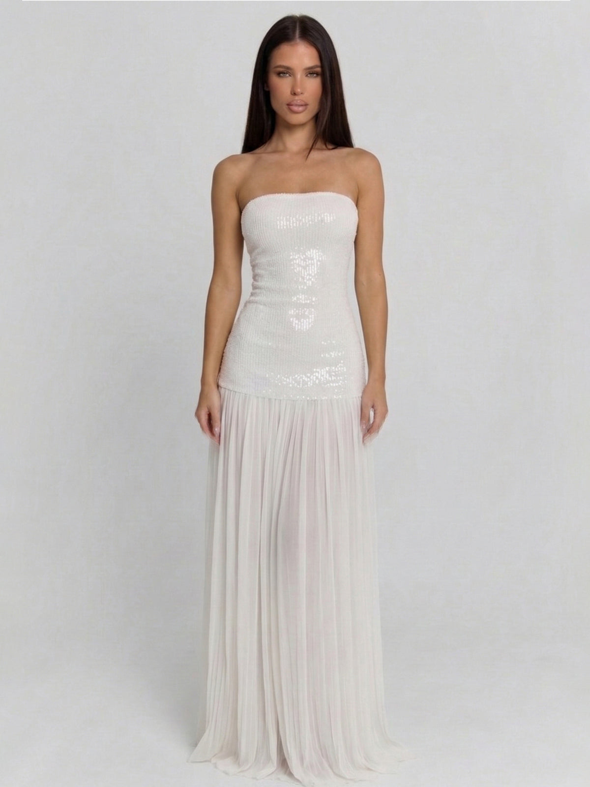 Radiant Strapless Sequin Maxi Dress