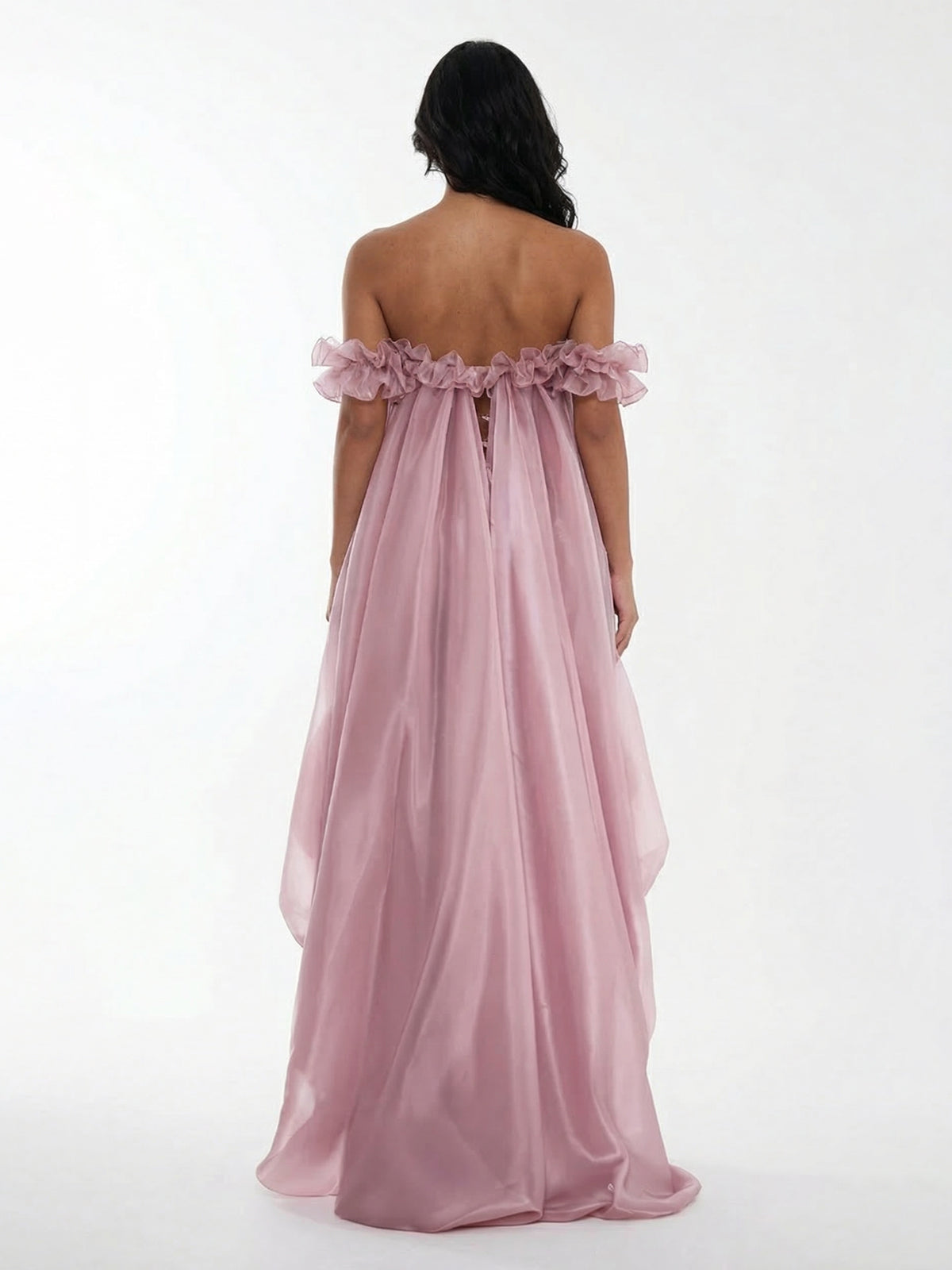 Sultry High-Low Ruffle Maxi Dress