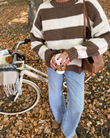 Brown Stripe Relaxed Knit Sweater