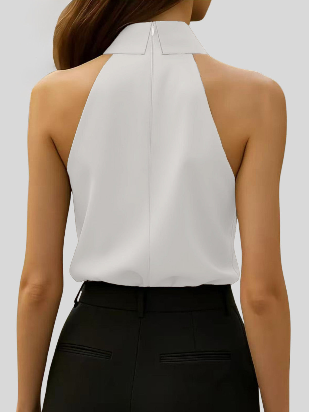 Kaldi Folded Collar Tie Shirt In White