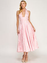 Sleeveless Cowl Neck Belted Ruffle Hem Cocktail Mini Dress