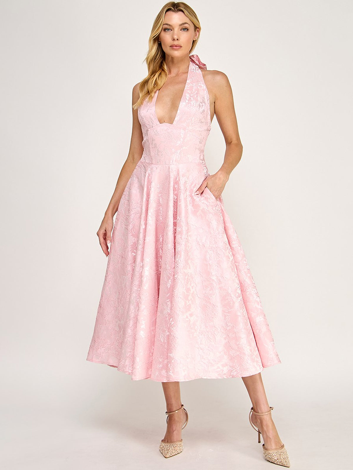 Sleeveless Cowl Neck Belted Ruffle Hem Cocktail Mini Dress