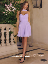 Strapless Chiffon Skater Mini Dress
