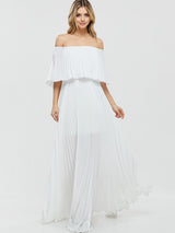Off-Shoulder Plisse Maxi Dress