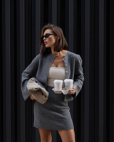 Ivory Lambswool Knit Skirt Suit