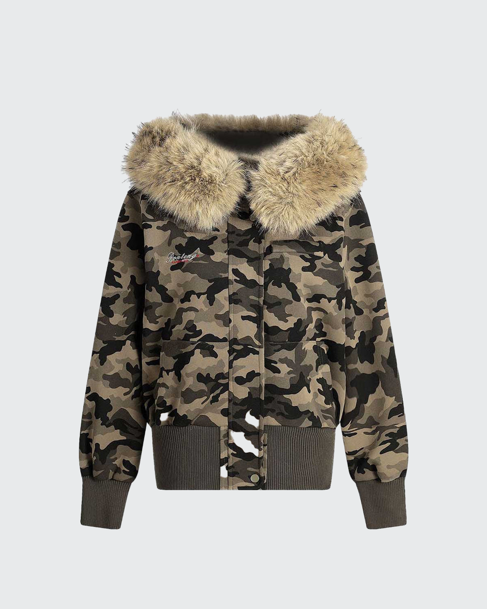 Camouflage Embroidered Patch Hoodie Jackets