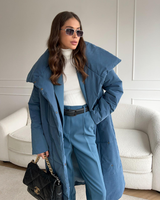 Long Padded Stand-Collar Coat