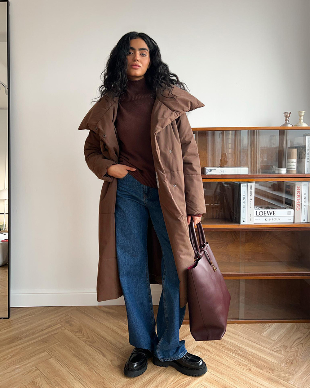 Long Padded Stand-Collar Coat