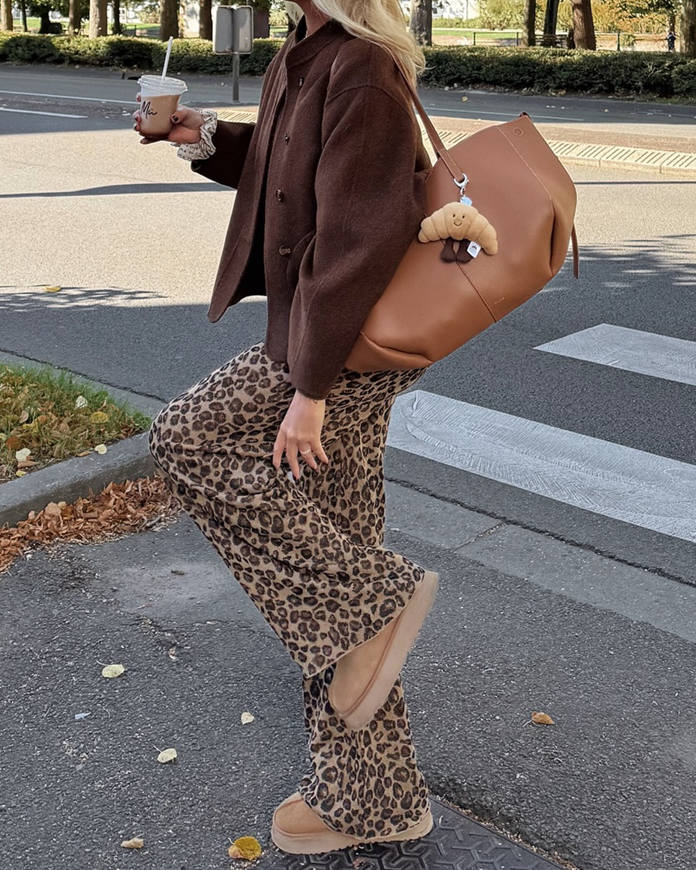 Leopard Print Straight Pants