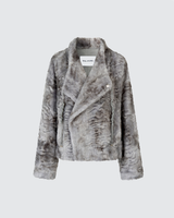 VIAPITTI Textured Faux Fur Jackets with Oversized Lapel